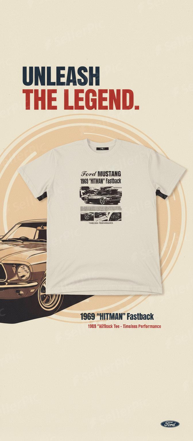 Men’s Graphic Car T-Shirt – Classic Mustang 1969 Vintage Tee