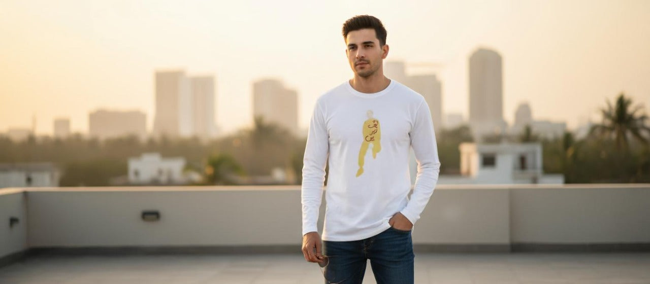 Men’s White&Black Graphic T-Shirt – Minimalist Streetwear Tee