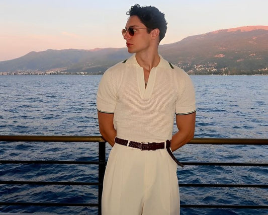 Riviera Knit Polo & High-Waist Trouser Set | Old-Money Style / Retro Elegant / Yacht & Vacation Fashion